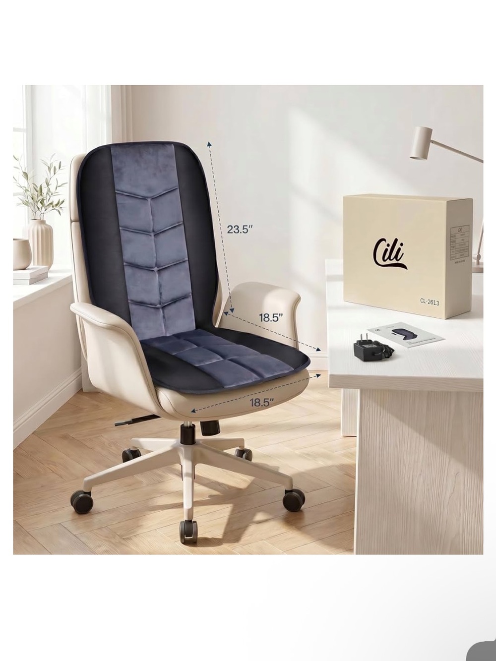 NIB Massage Chair Pad, Back Massager with Heat and Seat with 10 Vibration Motors - Picture 8 of 14